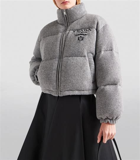 prada puffer grey|Prada winter jacket.